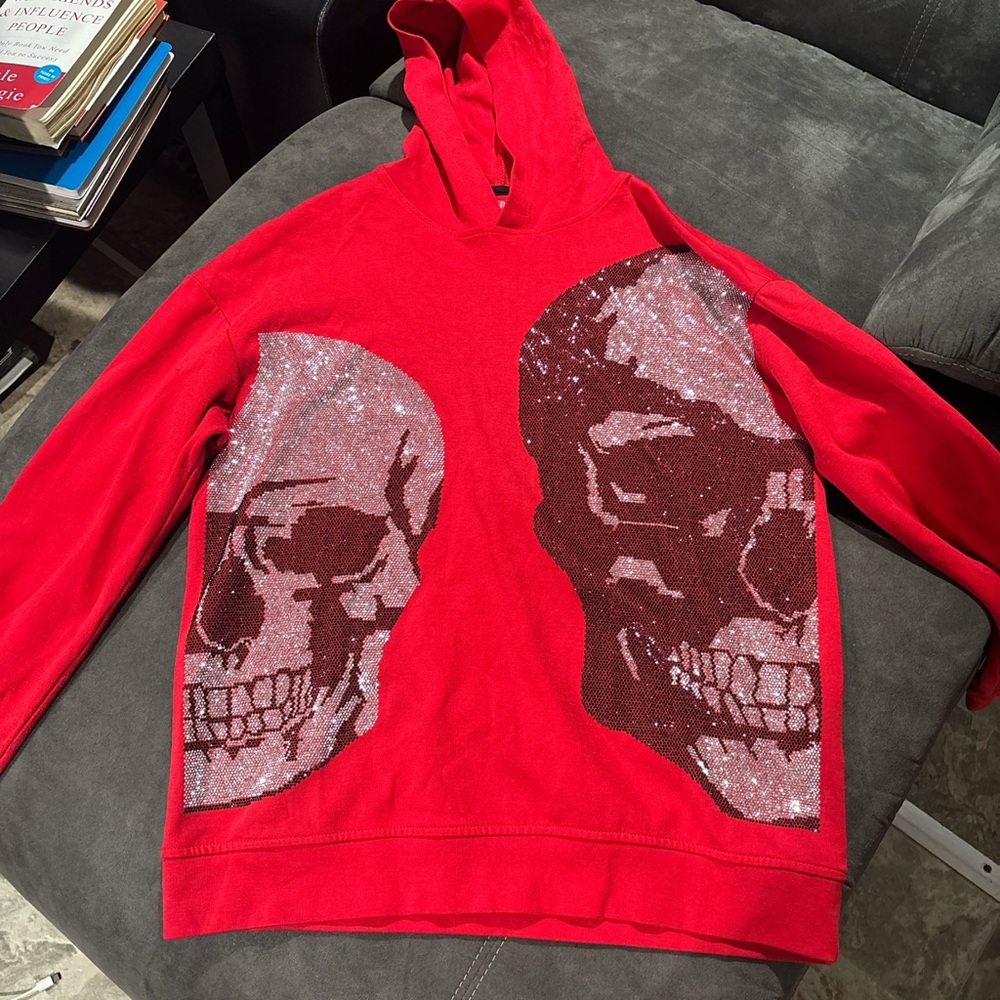 Red Hoodie with Skull Design